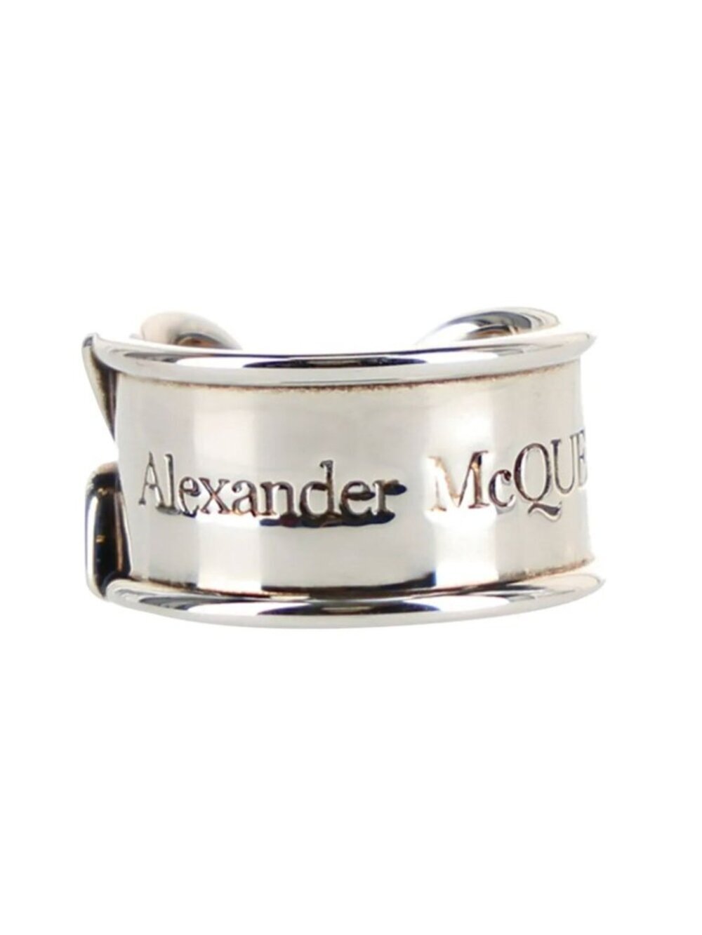 Mcqueen Silvertone Safety Pin Ring - Silver - Size 21/9.5, New